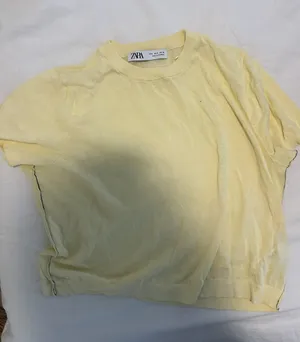 ZARA Yellow Short Sleeve Knit Top thumbnail 1