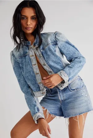Free People Aubrey Jean Jacket thumbnail 1