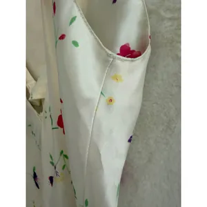 Kim Rogers Floral Satin Slip Dress Womens Small White Pink V-Neck Mini Dress thumbnail 14