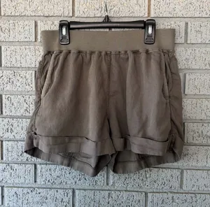 Faherty Arlie Shorts Pull On Linen Blend Olive Green Womens Size Medium thumbnail 1