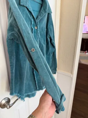 Umgee Teal Corduroy Button-Down Shirt/Shacket  thumbnail 6