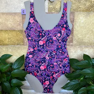 NEW Lands’ End Paisley Floral One Piece UPF 50 Adjustable Straps Swimsuit, XS thumbnail 2