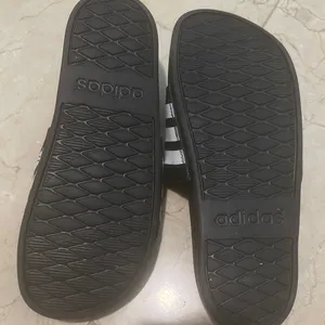 New Adidas Black and White Slide Sandals thumbnail 2