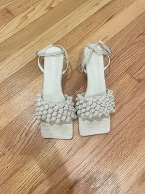 Natural Woven Block Heels Size 9 thumbnail 5