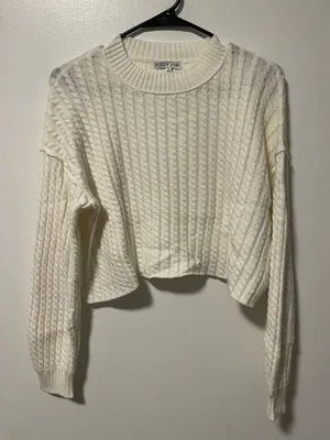 Francesca's Fitz + Eddi White Cropped Sweater thumbnail 1