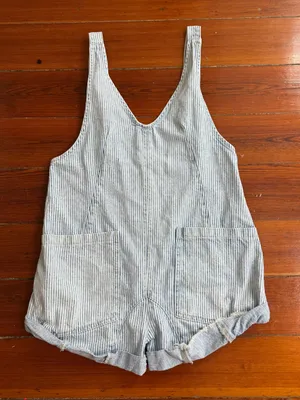 We The Free Free People High Roller Railroad Stripe Cotton Overalls Sz XS 🧡🍄 thumbnail 3