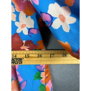 Pants Store Womens Floral Puff Sleeve Babydoll Blouse Blue Orange XS thumbnail 5