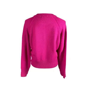 Anthropologie Current Air Hot Pink Knit Sweater Pullover Balloon‎ Sleeve Medium thumbnail 2