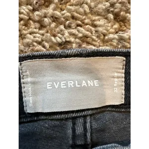 Everlane Jeans Women's 32 Black Kick Crop Coated Raw Hem High Rise thumbnail 3