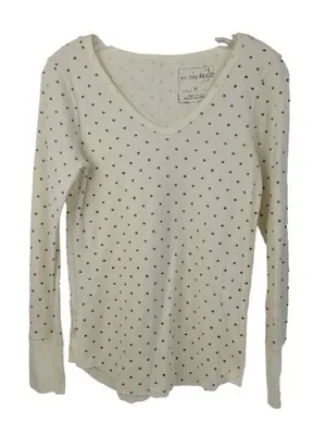 Free People We The Free Cream Polka Dot Henley Thermal Top thumbnail 3