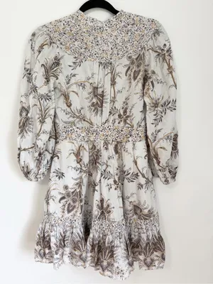 Zimmermann Ecru Linen Mini Dress V-Neck size 1 medium thumbnail 4