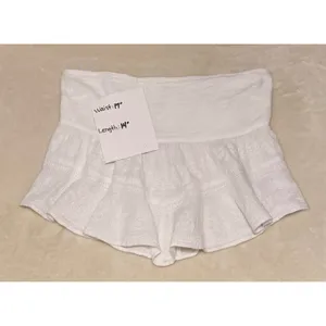 NWT American Eagle White Cotton Gauze Tiered Embroidered Mini‎ Skirt Eyelet M thumbnail 3
