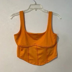 Live In the Moment Orange Crop Tank Top Size M Corset Seam Y2K thumbnail 2