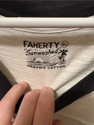 Faherty Sunwashed Slub organic cotton varsity tee XL black/ white thumbnail 4