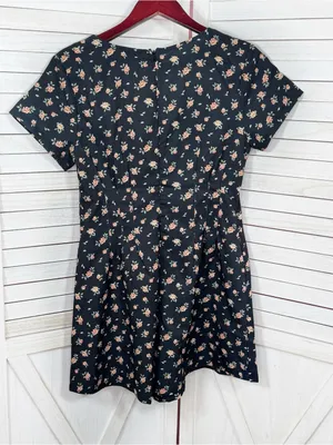 Princess Polly Floral Button Front V Neck Romper Black Size 4 Cottage Playsuit thumbnail 9
