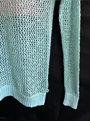 American Eagle Light Mint Open-Knit Stripe Sweater SM NWT thumbnail 4