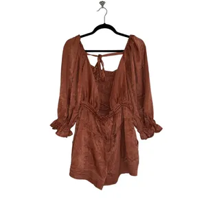 NWOT Free People cassidy romper in rust Orange Velvet Small thumbnail 10