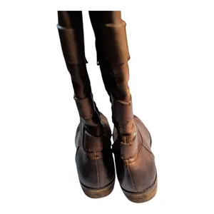 Arturo Chiang Cognac Brown Leather Strap Accent Knee High Flat Riding Boots Sz 7 thumbnail 3