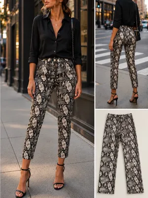 Urban Outfitters Maia Soft Faux Leather High Waist Snakeskin Print Pants Sz 0💛 thumbnail 2