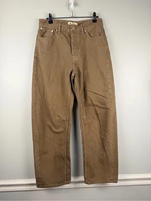 Madewell The Darted Barrel-Leg Jean in driftwood brown size 25 thumbnail 3