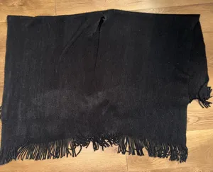 Womens Black Jack & Missy Embrace Knit Wrap Top Poncho Fringe Acrylic One Size thumbnail 1