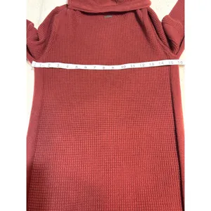 prAna Funnel Neck Tunic Sweater Dress M Burgundy Waffle Knit Granola Gorpcore thumbnail 4