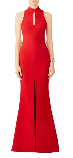 Likely Red Harbor Gown Halter Maxi Dress Front Slit Size 2 thumbnail 1