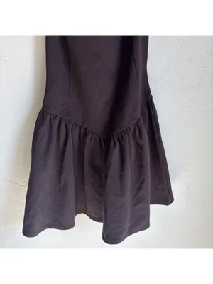 21Saints Small Brown Halter Drop Waist Ruffle Hem Mini Dress Cocktail Party thumbnail 2