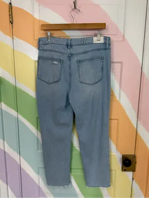 PAIGE Noella Light Blue Patchwork Cropped Raw Hem Jeans Sz 29 🧡🍄 thumbnail 6