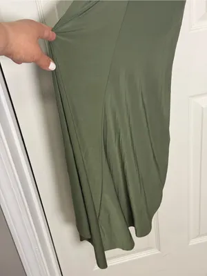 MISA Los Angeles Leza Gathered Crossover Sleeveless Tulip Maxi Dress in Green L thumbnail 10