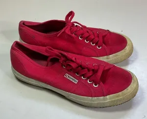 Superga‎ Red Lace Up Sneakers Size 8 thumbnail 1
