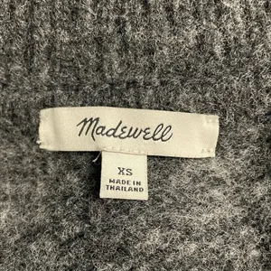 Madewell Rugby Stripe Polo Sweater Charcoal Gray & Blue Stripe Pullover Size XS thumbnail 6