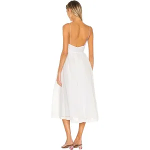 NWT Revolve‎ L'Academie The Marie White Midi Dress Pockets Bridal Size Medium thumbnail 3