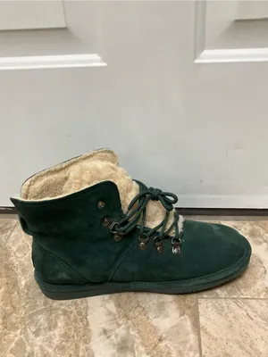 BEARPAW Kerri Boots Suede & Wool Lace-up with NeverWet Green Size 12 thumbnail 4