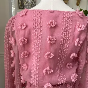 A.Calin Flying Tomato Pink Long Sleeve Pom Pom Mini Dress L thumbnail 9