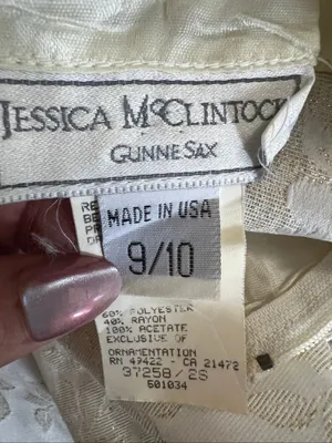 Jessica McClintock Gunne Sax Vintage Ivory Brocade Corset Dress 9/10 thumbnail 7