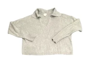A New Day Ribbed Collared V Neck Cozy Gray Sweater Medium thumbnail 1