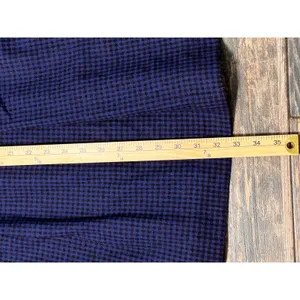 Woolrich Vintage Houndstooth Wool Blend Pleated Midi‎ Skirt Blue Black Sz 10 28W thumbnail 7
