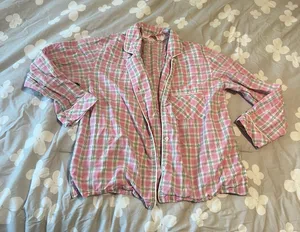 Victoria's Secret Pink Plaid Pajama Top thumbnail 1