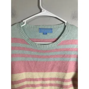 J.McLaughlin Cashmere‎ Cotton Striped Sweater Pastel Multicolor Crew Neck Medium thumbnail 3