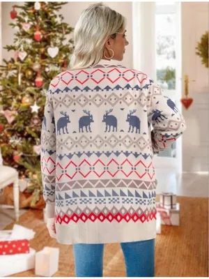 NEW Ugly Christmas Cardigan Knit Sweater Cardigans Oversized S thumbnail 2