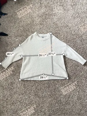 AERIE | Cream Cozy Oversized Crew Knit Sweater Sz L thumbnail 6