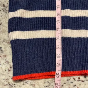 Zara Striped Mock Neck Sweater Womens Small Navy Blue Red Trim‎ Nautical Ribbed thumbnail 8