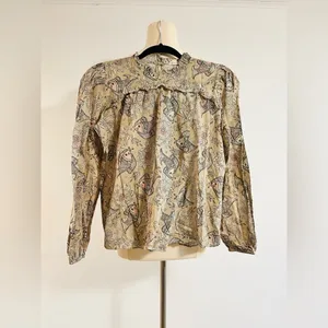 Anthropologie Let Me Be Maple Ruffled Blouse Romantic Fish Size 4 NWOT $138 thumbnail 2