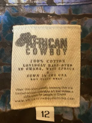 African Cowboy Vintage Abstract Striped Button-Up Shirt‎ Western cowboy size 12 thumbnail 3