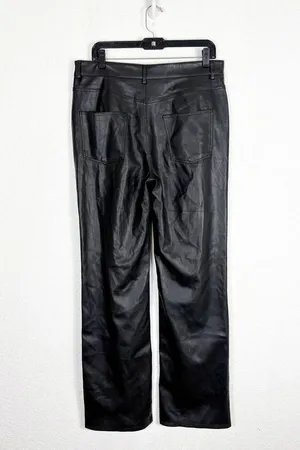 Zara Full Length Faux The 90S Leather Black Pants Size 10 Straight Leg High Rise thumbnail 11