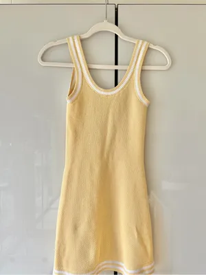 ALO Yoga Tennis Club Sweater Knit Dress - Warm Butter Yellow - XS - Like New thumbnail 4