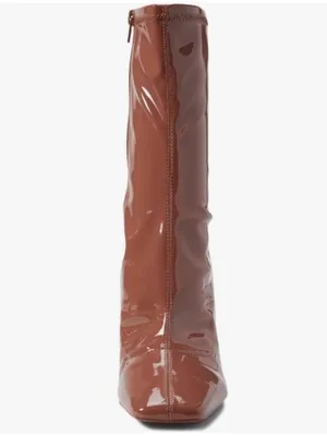 Aldo Glossy Mid-Calf Block Heel Boots in Chestnut Pink Size 6.5 thumbnail 3