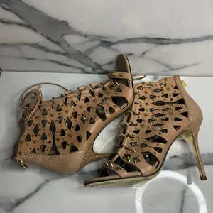 Sam Edelman Women's Tan Leather Spikes Open Toe Allison Bootie Heels Sz 6.5 thumbnail 6