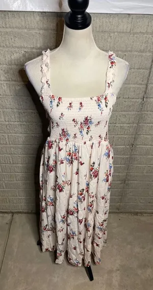 Seraphine Maternity Off White Floral Tula Shirred Tiered Midi Dress‎ Size 8 thumbnail 1
